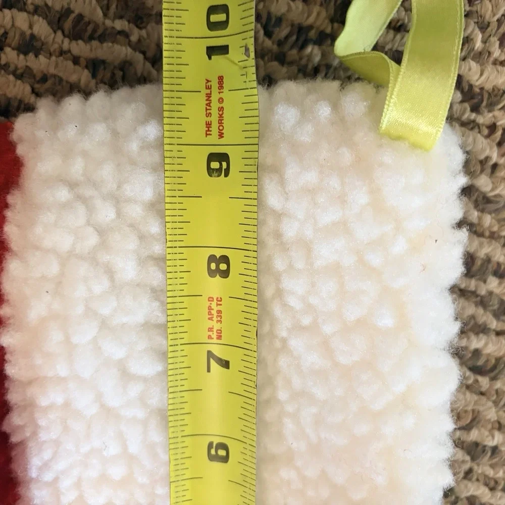Vintage Christmas Stocking Santa Claus‎ Plush Sherpa Red White Holiday Decor